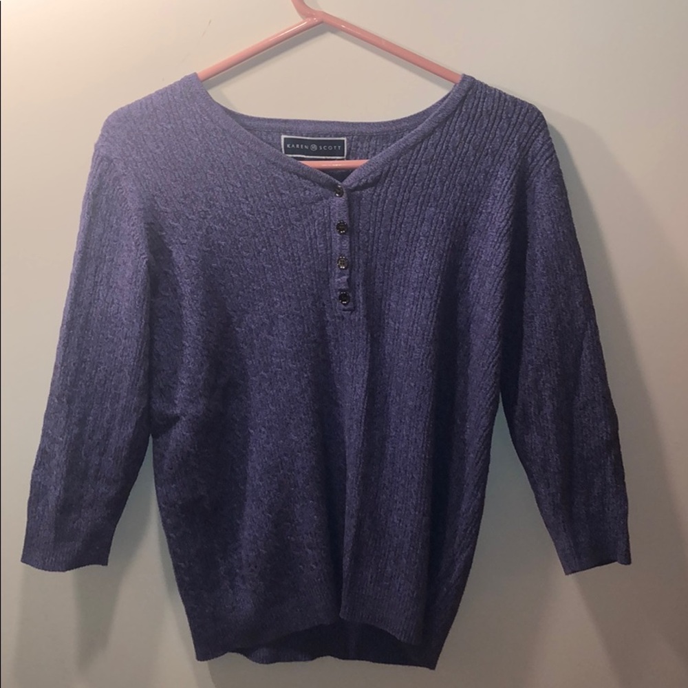 purple half button sweater